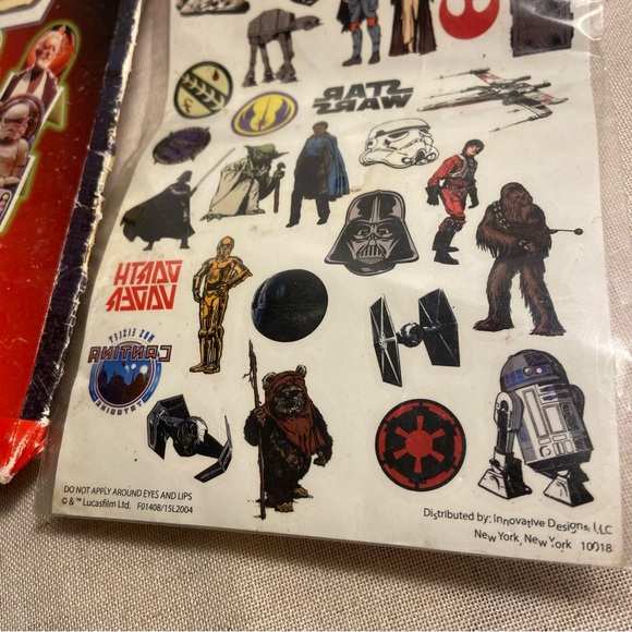Vintage 90s Star Wars 30 stand up Valentine’s Day Cards 28 Temporary Tattoos - Picture 5 of 16
